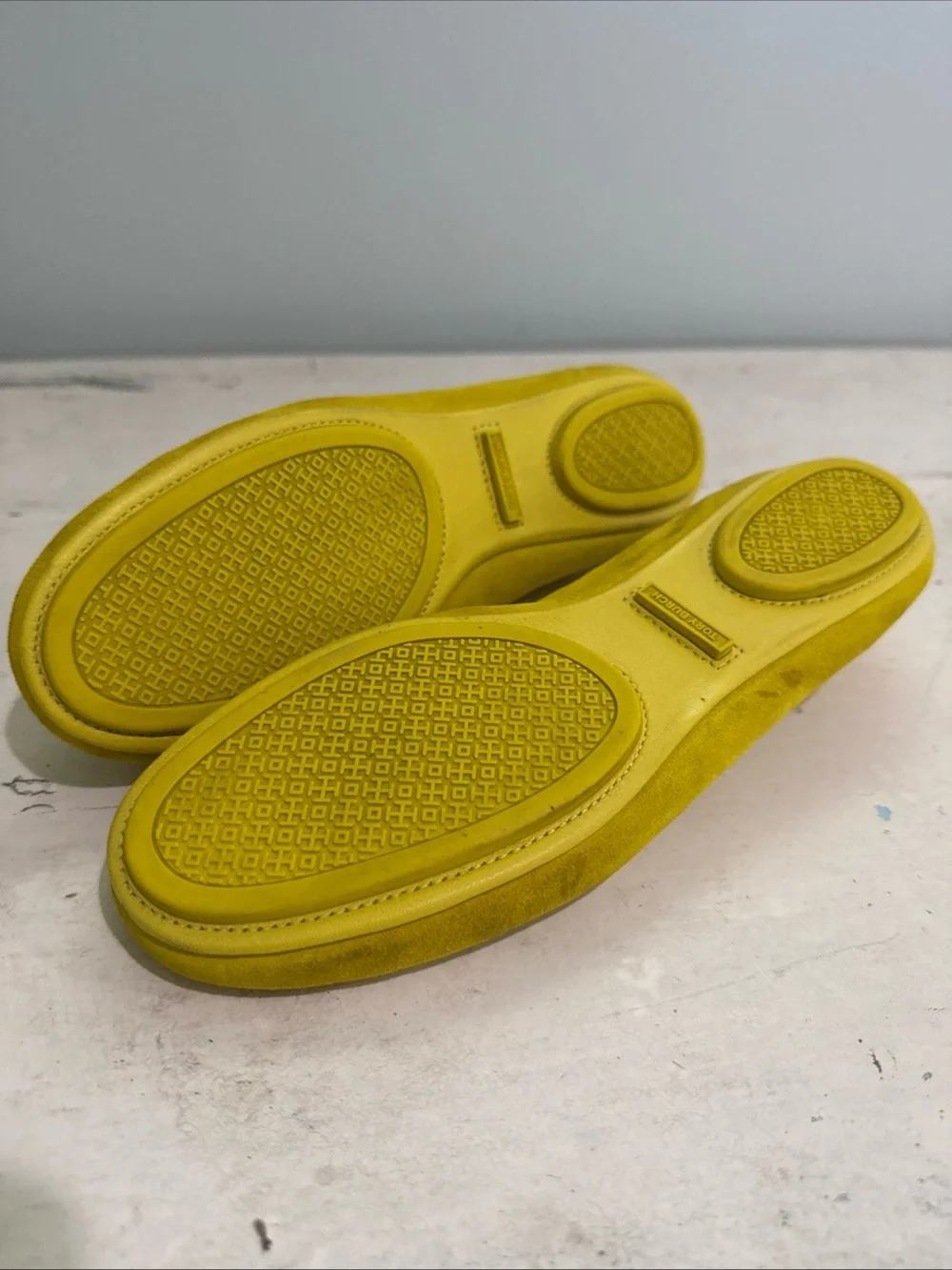 Tory Burch Canary Yellow Leather Minnie Travel Ballet Flats - Sz. 8